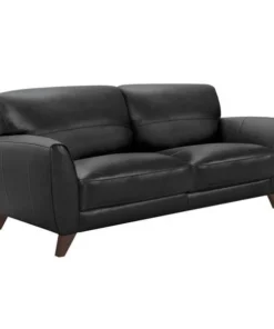 Armen Living LCJD3BL 31.5 x 65 x 35 in. Jedd Contemporary Sofa; Genuine Black Leather with Brown Wood Legs