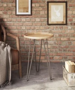 Aspire Home Accents 7074 Alper Round Accent Table; Brown