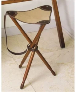 Authentic Models MF152 Tripod Stool Honey with Khaki Canvas & Leather