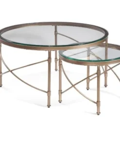 Bassett Miror Co Inc Bassett Mirror 7530-LR-120EC 34 x 18 in. Harrison Round Cocktail; Antique Gold