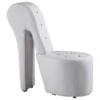 Best Master Furniture 6900 White High Heel Faux Leather Crystal Studs Shoe Chair; White