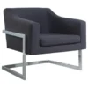 Best Master Furniture 3016 Charcoal Norway Modern Living Room Chrome Faux Leather Accent Chair; Charcoal