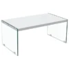 Best Master Furniture BA203 White Coffee Rectangular Clear Glass Legs Coffee Table; White