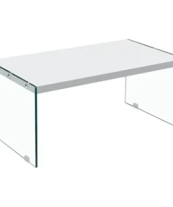 Best Master Furniture BA203 White Coffee Rectangular Clear Glass Legs Coffee Table; White