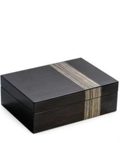 Bey Berk International Bey-Berk International BB677GRY Lacquered Ash Wood Valet Box with Multi Compartments for Storage