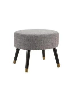 Convenience Concepts 161655FGY Designs4Comfort Fabric Mid Century Ottoman Stool - Light Charcoal Gray Linen