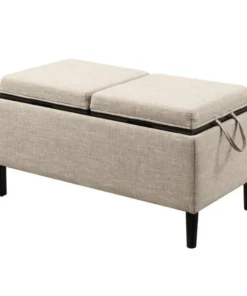 Convenience Concepts 143042T Designs for Comfort Magnolia Storage Ottoman with Trays