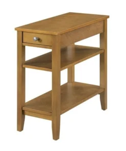 Convenience Concepts 7107159DWN American Heritage Three Tier End Table With Drawer; Dark Walnut