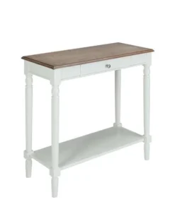 Convenience Concepts 6042188DFTW French Country Hall Table With Drawer & Shelf - Driftwood; White
