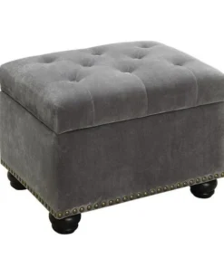 Convenience Concepts 163010FVGY Designs 4 Comfort 5th Avenue Storage Ottoman - Velvet Gray