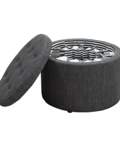 Convenience Concepts 161546FGY Designs4Comfort Round Shoe Ottoman - Grey