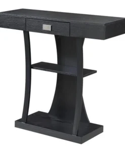 Convenience Concepts 111960BL Newport Harri Console Table with Shelves ; Black - 36 x 12 x 34 in.