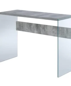 Highboy Soho Console Table in Faux Birch; Glass