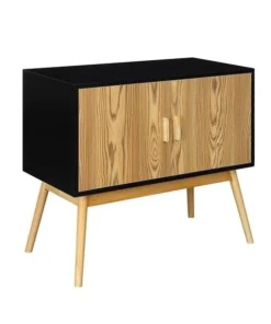 Convenience Concepts 203199BL Oslo Storage Console Table - Wood Grain; Gray & Black