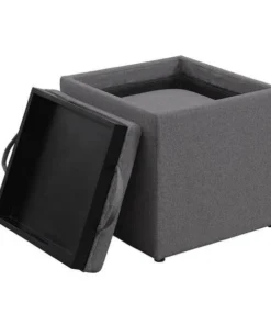 Convenience Concepts 143010FSGY Designs 4Comfort Park Avenue Single Ottoman With Stool; Soft Gray Fabric