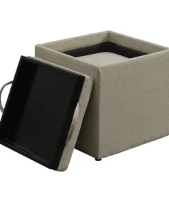 Convenience Concepts 143010FSBG Designs 4Comfort Park Avenue Single Ottoman With Stool; Soft Beige Fabric