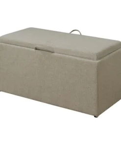 Convenience Concepts 143012FSBG Designs4Comfort Sheridan Storage Bench with 2 Side Ottomans - Soft Beige Fabric