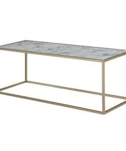 Convenience Concepts 413472WMG Gold Coast Faux Marble Rectangle Coffee Table; White Faux Marble & Gold - 48 x 17 x 16.5 in.