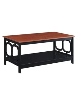 Convenience Concepts 203220CH Omega Coffee Table; Cherry Top & Black Frame - 17.75 x 21.75 x 39.5 in.