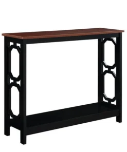 Convenience Concepts 203230CH Omega Console Table; Cherry Top & Black Frame - 31.5 x 12 x 39.5 in.