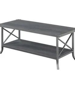 Convenience Concepts 111882CGY Brookline Coffee Table; Charcoal Gray & Slate Gray Frame - 42 x 17.75 x 17.75 in.