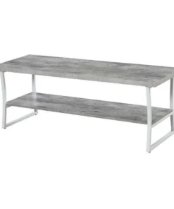 Convenience Concepts 111582C1WF X-Calibur Coffee Table; Faux Birch & White Frame - 47.25 x 18 x 18 in.