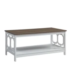 Convenience Concepts 203220WDFTW Omega Coffee Table; Driftwood Top & White Frame - 39.5 x 21.75 x 17.75 in.