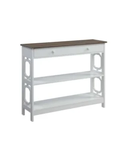 Convenience Concepts 203289WDFTW Omega 1 Drawer Console Table; Driftwood Top & White Frame - 39.5 x 12 x 31.5 in.