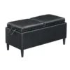 Convenience Concepts 143042BL Designs4Comfort Magnolia Storage Ottoman with Trays; Black Faux Leather - 32 x 16 x 17 in.