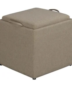 Convenience Concepts 143010FT Designs4Comfort Park Avenue Single Ottoman with Stool; Tan Fabric - 17.75 x 17.75 x 18.25 in.