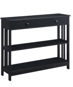 Convenience Concepts 203395BL Mission 1 Drawer Console Table; Black - 39.5 x 12 x 31.5 in.