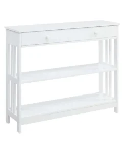Convenience Concepts 203395W Mission 1 Drawer Console Table; White - 39.5 x 12 x 31.5 in.
