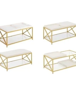 Convenience Concepts 413682WG St. Andrews Coffee Table; White & Gold