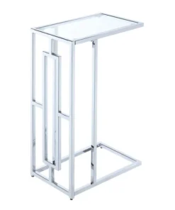 Convenience Concepts 135066GLCRO Town Square Chrome C Table; Clear Glass