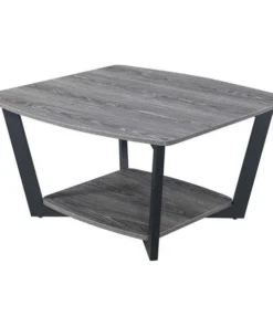 Convenience Concepts 111232WGYBL Graystone Square Coffee Table; Weathered Gray & Black Frame