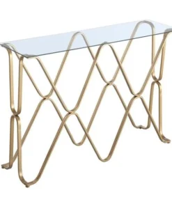 Convenience Concepts 413569GLG Neptune Console Table; Glass Top & Gold Frame - 42 x 12 x 30 in.