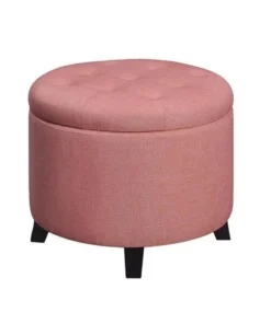 Convenience Concepts 163060FCA Designs4Comfort Round Ottoman; Coral Faux Linen - 19.75 x 19.75 x 17 in.