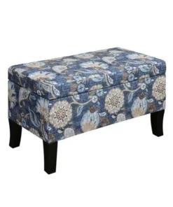 Convenience Concepts 161322FSDI Designs4Comfort Winslow Storage Ottoman; Indigo Flora - 32 x 16 x 18 in.