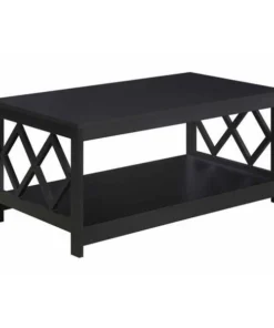 Convenience Concepts 303220BL Diamond Coffee Table; Black - 39.5 x 21.75 x 18 in.