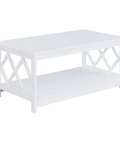 Convenience Concepts 303220W Diamond Coffee Table; White - 39.5 x 21.75 x 18 in.