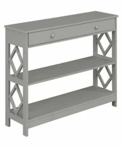 Convenience Concepts 303299GY Diamond 1 Drawer Console Table; Gray - 40 x 12 x 31.75 in.
