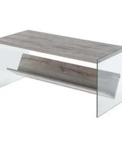 Convenience Concepts 131557SND 40 x 17.8 x 17 in. Soho Coffee Table; Sandstone & Glass