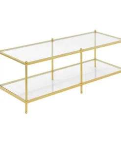 Convenience Concepts 134082GLG 47.2 x 16.2 x 16.5 in. Royal Crest Coffee Table; Clear Glass & Gold