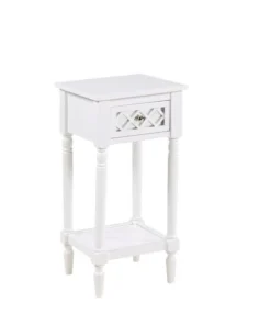 Convenience Concepts 6052245W 14 x 14 x 28 in. French Country Khloe Deluxe Mirrored Accent Table; White