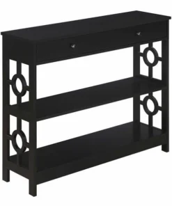 Convenience Concepts 303289BL Ring 1 Drawer Console Table; Black - 40 x 12 x 31.75 in.