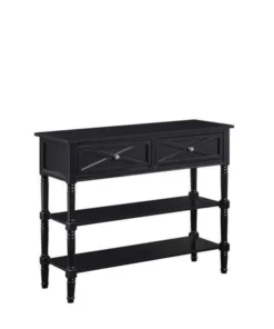 Convenience Concepts 503199BL Country Oxford 2 Drawer Console Table; Black