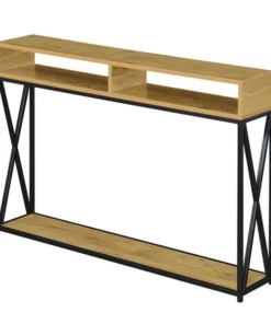 Convenience Concepts 161889EOBL Tucson Deluxe 2 Tier Console Table; English Oak & Black