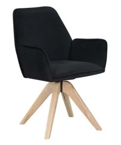 Convenience Concepts 310121VBL 24 x 23.75 x 34.75 in. Miranda Accent Chair; Velvet Black & Natural Wood