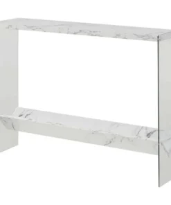 Convenience Concepts 131568WM 42 x 9.25 x 30 in. SoHo V Console Table with Shelf; White Marble