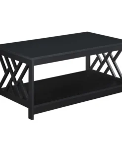 Convenience Concepts 203782BL Titan Coffee Table with Shelf; Black